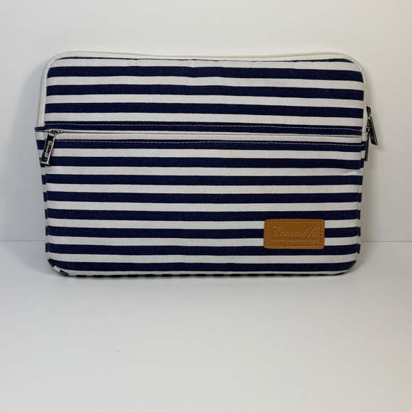 Canvaslife Accessories - Canvaslife Laptop Sleeve Navy White Striped Canvas Padded Case Academic Work